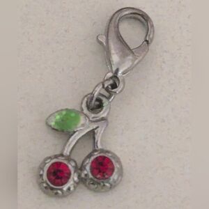 Elegant Silver Cherry Keychain Charm Or Pendant NWOT